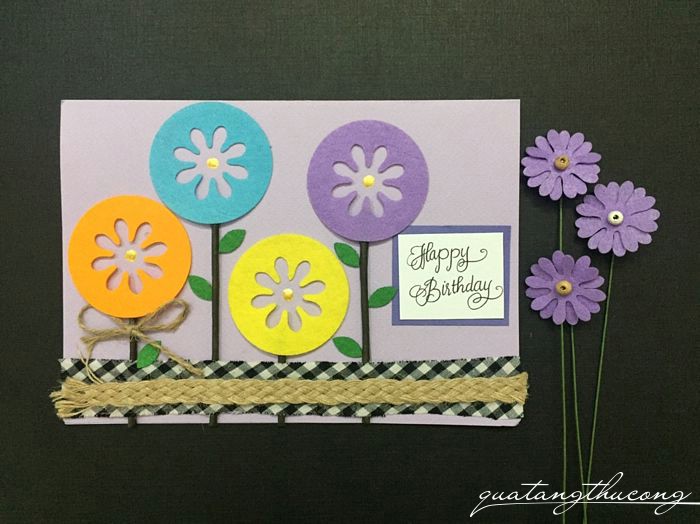 Thiệp hoa cúc Happy birthday mẫu 1